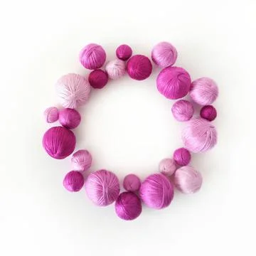 White background. Colored thread, crochet balls yarn. Stock Photos