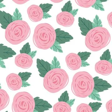 White background with colorful pattern of rose flowers 스톡 일러스트