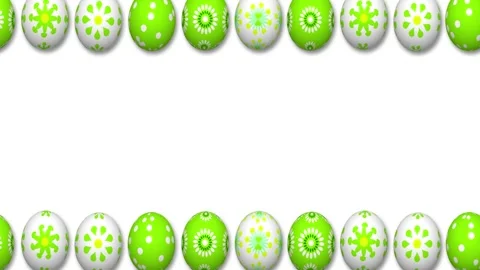 White background covered with green and white decorated easter eggs Stock Footage 306078002