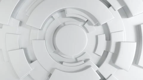 White background cylinder shape and ring spin around, 3D rendering 4K loop foota Видео 269904934