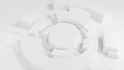 White background cylinder shape and ring spin around, 3D rendering 4K loop foota Видео 269906014