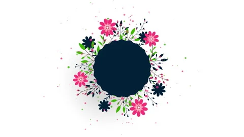 White background decorated with fresh flower illustration and text space Stock Footage 243758977