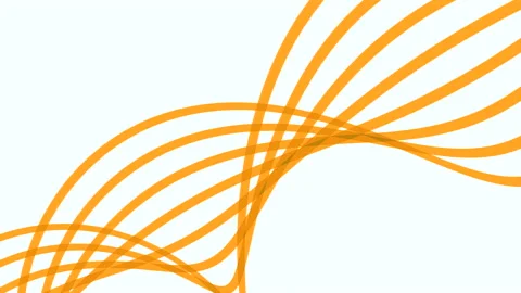 White background. Design. Orange and green three swirling lines moving up in Stock Footage 220674860