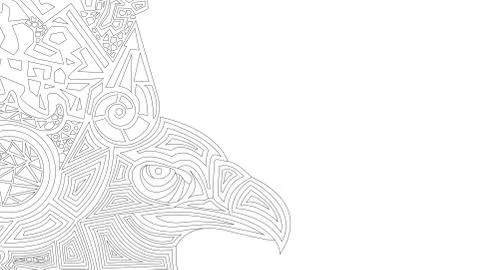 White background with ethnic pattern and eagle Illustrazione stock