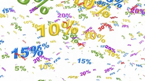 White background with falling prices in the form of numbers with percentages Stock Footage 194842244