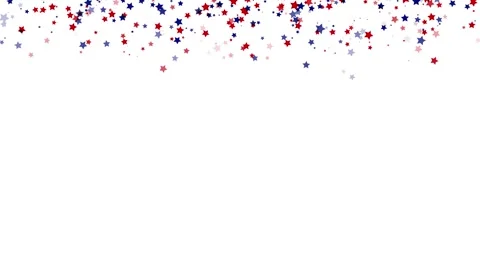 White background with falling red and blue stars confetti for 4th of July Video stock 336297783