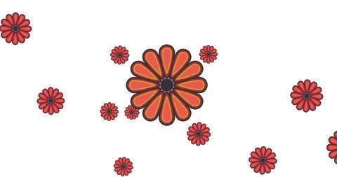 White background floral pattern flowers spring print graphic summer orange Stock Illustration