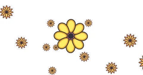 White background floral pattern flowers spring print graphic summer yellow Stock Illustration