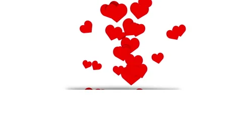 White background with flying red hearts up. Blank empty copy space for text Video stock 232120312