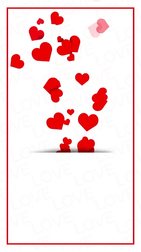 White background with flying red hearts up. Love text. Blank empty copy space Stock Footage 297982699