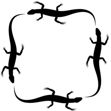 White background with funny lizards running around. Isolated animals. Vector Stock Illustration
