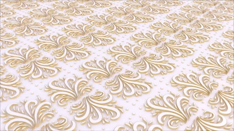 White background with gold ornament on a seamless loop Stock Footage 265670171