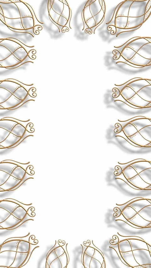 White background with golden border frame of islamic floral ornaments Stock Footage 325147743