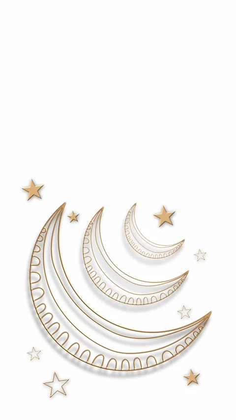 White background with golden crescent moons and star design elements Stock Footage 325146469