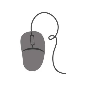 White background with gray silhouette of computer mouse Illustrazione stock