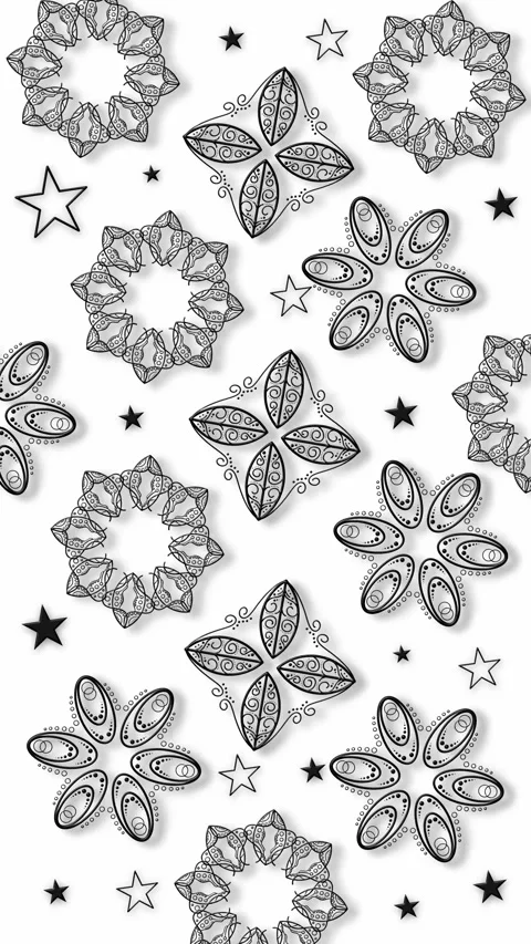 White background with grey and black floral pattern ramadan ornament Stock Footage 325147653