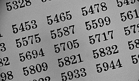 White background HDR with many numbers in perspective Stock Illustration