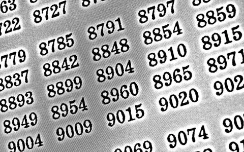 White background HDR with many numbers in perspective Stock Illustration
