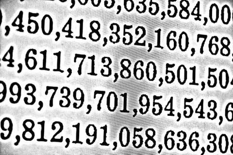 White background HDR with many numbers in perspective Illustrazione stock