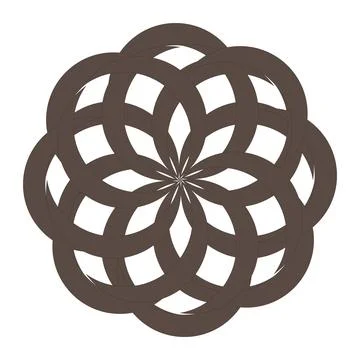 White Background   Intricate Interlocking Curved Ring Motif In Earthy Tone .. Stock Illustration