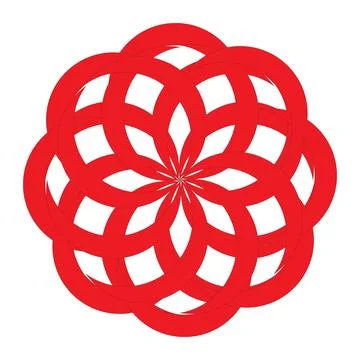 White Background   Intricate Interlocking Curved Ring Motif In Earthy Tone .. Stock Illustration