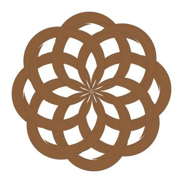 White Background   Intricate Interlocking Curved Ring Motif In Earthy Tone .. Stock Illustration