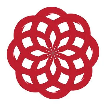 White Background   Intricate Interlocking Curved Ring Motif In Earthy Tone .. Stock Illustration