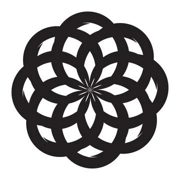 White Background   Intricate Interlocking Curved Ring Motif In Earthy Tone .. Stock Illustration