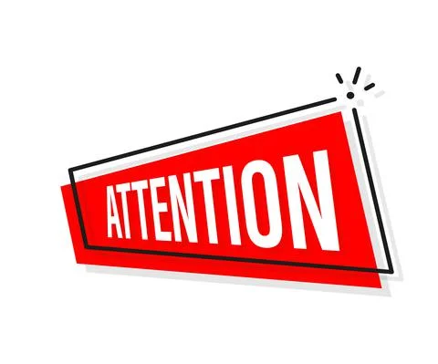 White background, isolated. Warning attention sign. Important information. Bu Stockillustratie