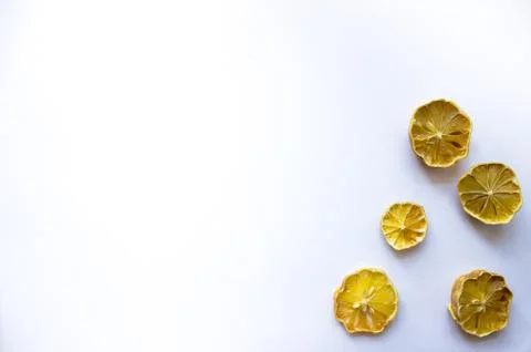 White background with lemon slices Stock Photos