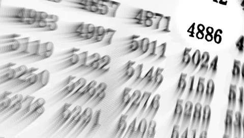 White background with many numbers focus zoom in perspective Illustrazione stock