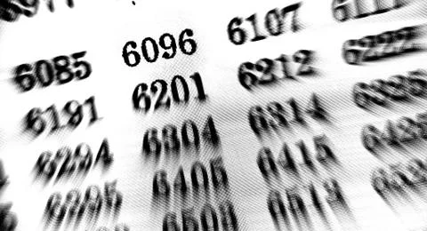 White background with many numbers focus zoom in perspective Stock Illustration