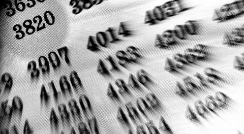 White background with many numbers focus zoom in perspective Stock Illustration