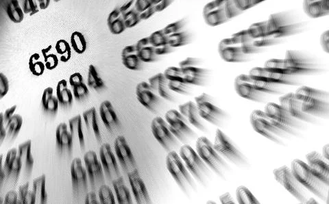 White background with many numbers focus zoom in perspective Stock Illustration