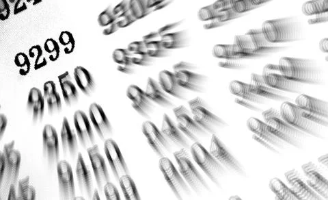 White background with many numbers focus zoom in perspective Stock Illustration
