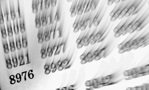 White background with many numbers focus zoom in perspective Stock Illustration