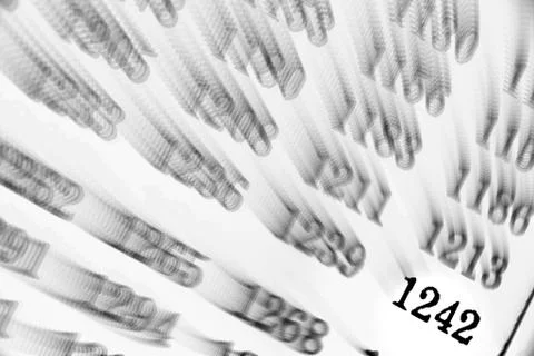White background with many numbers focus zoom in perspective Stock Illustration