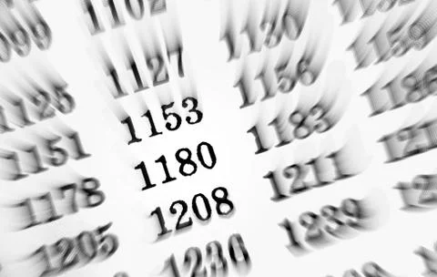 White background with many numbers focus zoom in perspective Stock Illustration