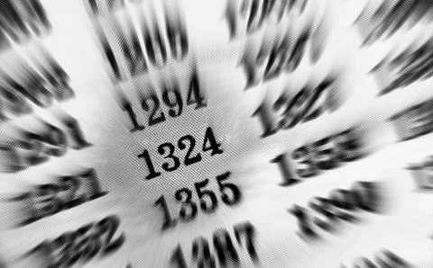 White background with many numbers focus zoom in perspective Stock Illustration