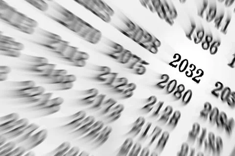 White background with many numbers focus zoom in perspective Stock Illustration