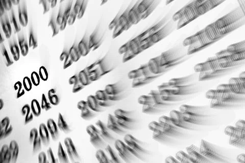 White background with many numbers focus zoom in perspective Stock Illustration