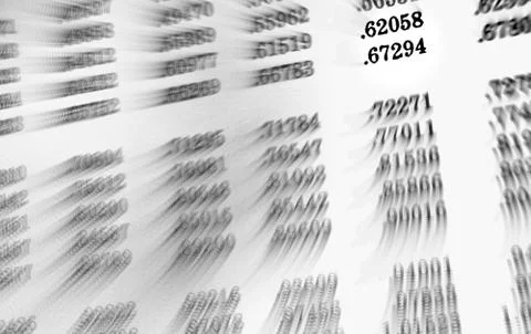 White background with many numbers focus zoom in perspective Stock Illustration