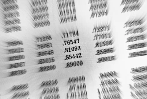White background with many numbers focus zoom in perspective Stock Illustration