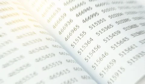 White background with many numbers focus zoom in perspective. Stock Photos