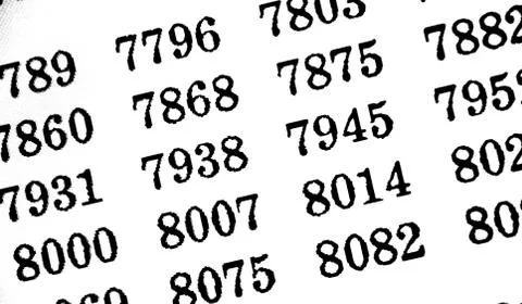 White background with many numbers in perspective Stock Illustration