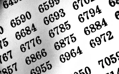 White background with many numbers in perspective Stock Illustration