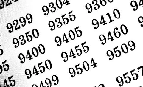 White background with many numbers in perspective Stock Illustration
