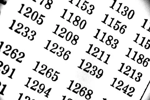 White background with many numbers in perspective Stock Illustration