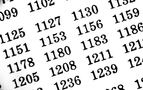 White background with many numbers in perspective Stock Illustration