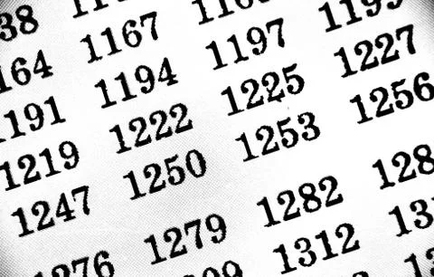 White background with many numbers in perspective Stock Illustration
